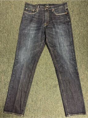 Lucky Brand 410 Athletic Slim Jeans Mens 36x35 Dark Wash Stretch Denim Altered